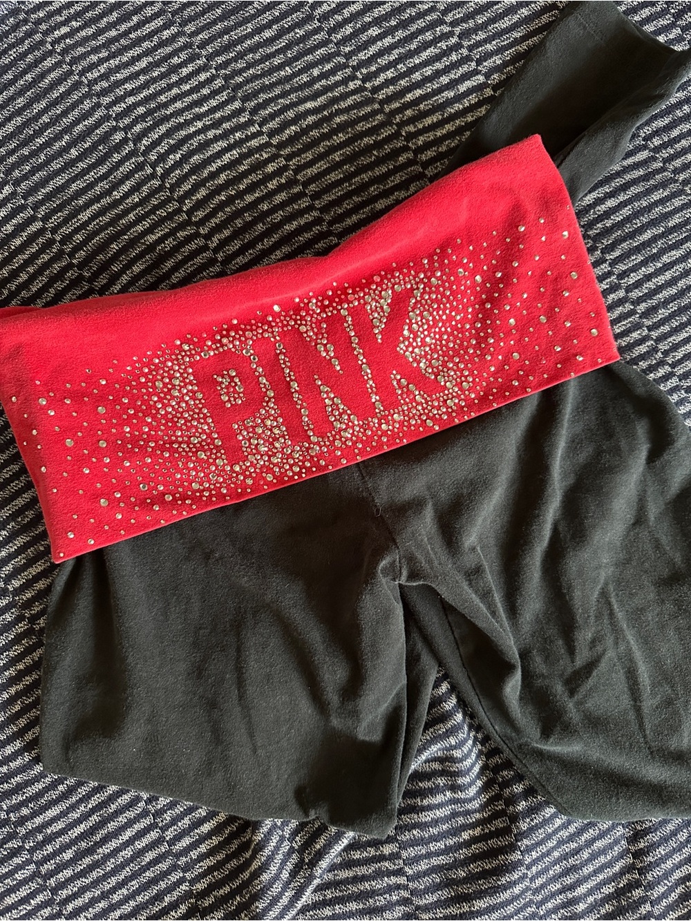 PINK Victoria's Secret Black Leggings with Studded Waistband